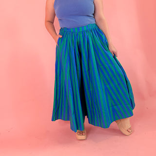 So Blue Striped Culottes Pant