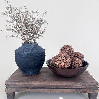 Ridged Organic Black Clay Vase