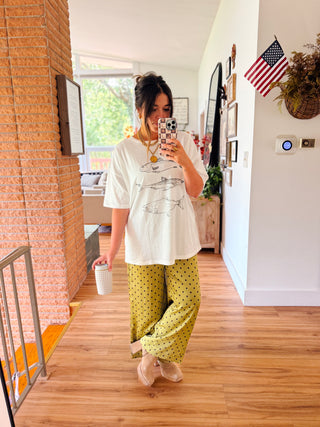 Green Polka Dot Satin Pants