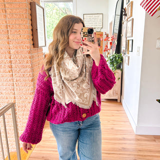 Light Mocha Paisley Triangle Scarf
