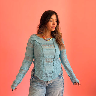 Marina Lace Top - Teal Blue