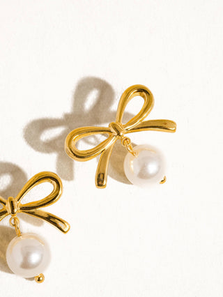Bow and Pearl Earrings