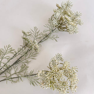 Faux Lace Flower Stem - White