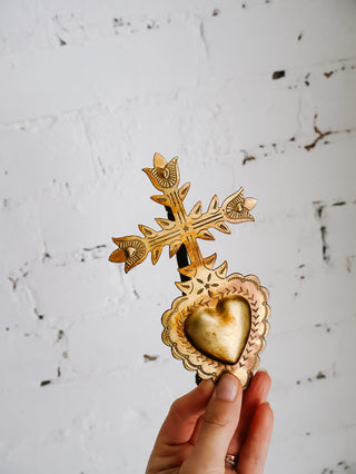 Mini Cross & Heart Metal Ornament