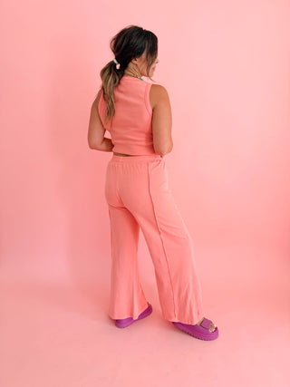 Coastal Drift Lounge Pants + Tank - Coral