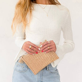 Jen Woven Crossbody and Clutch Bag - Taupe