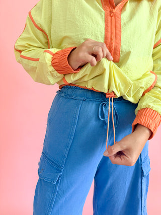 Sporty Contrast Pullover - Yellow/Orange