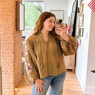 Quincy Striped Peasant Blouse