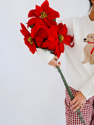 Faux Poinsettia Stem