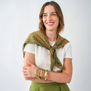Oversized Olive Fox Print Scarf