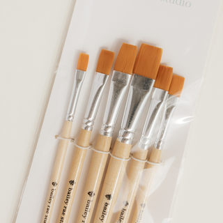 Flat Tip Watercolor Brush Set - 6 Piece