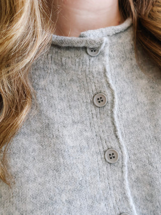 Hayes Quarter Sleeve Button Up Sweater - Heather Grey