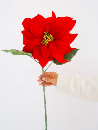 Faux Poinsettia Stem
