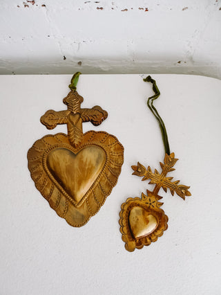 Mini Cross & Heart Metal Ornament