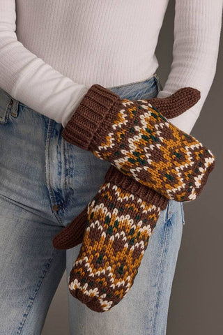 Wyoming Brown Patterned Mittens