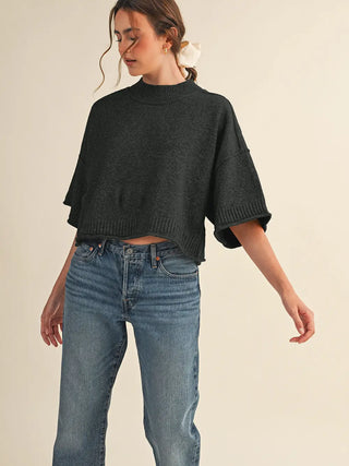Maddie Short Sleeve Sweater - Black