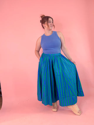So Blue Striped Culottes Pant