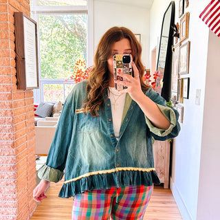 Demi Ruffle Top - Dark Wash
