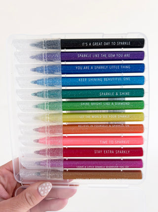 Glitter Markers in Case