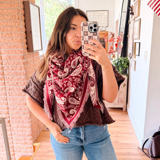 Burgundy Paisley Triangle Scarf