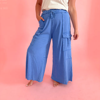 Juno Soft Cargo Pants - Blue