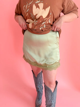 Lainey Satin Skort - Matcha