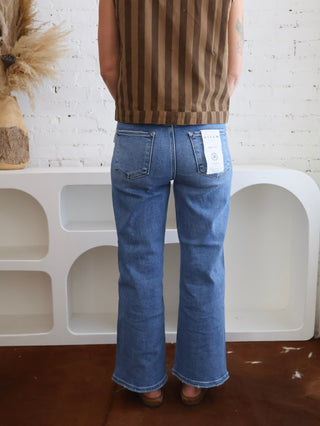 RISEN Tummy Control High Rise Crop Wide Jeans