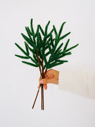 14" Faux Evergreen Stem