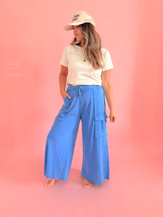 Juno Soft Cargo Pants - Blue