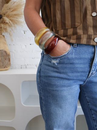 RISEN Tummy Control High Rise Crop Wide Jeans