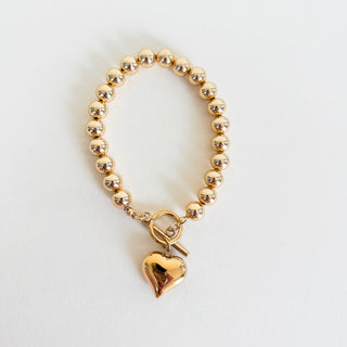 Heart Charm Beaded Bracelet