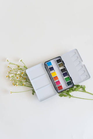 12 Color Mini-Travel Watercolor Paint Palette