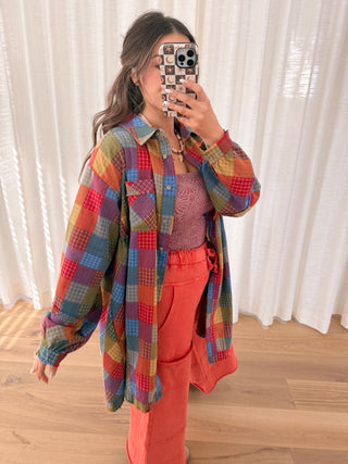 The Roxie Patchwork Plaid Shirt Dress