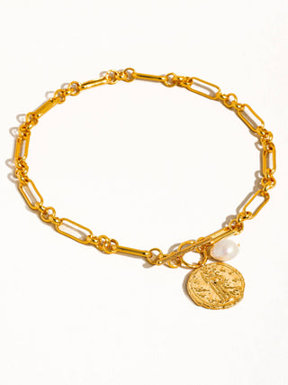 Thalia Coin and Pearl Chain Necklace