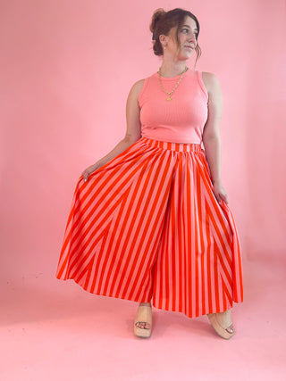 So Peachy Striped Culottes Pant