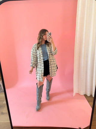 The Rowen Plaid Top - Oatmeal