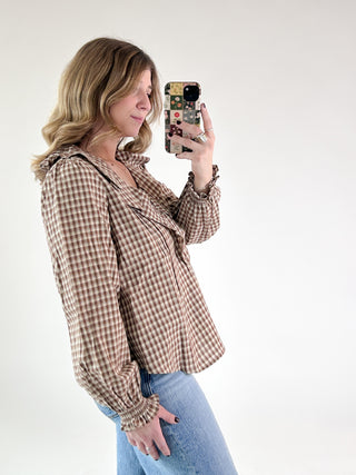 Elodie Gingham Ruffled Top