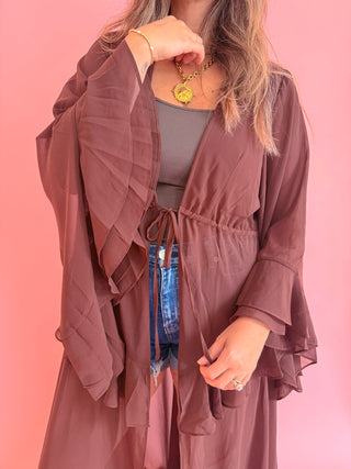 Draped Long Sleeve Duster