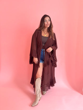 Draped Long Sleeve Duster