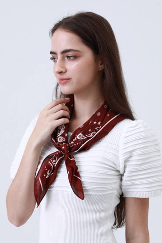 Rust Floral & Paisley Print Bandana