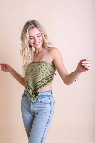 Olive Cotton Bandana Scarf