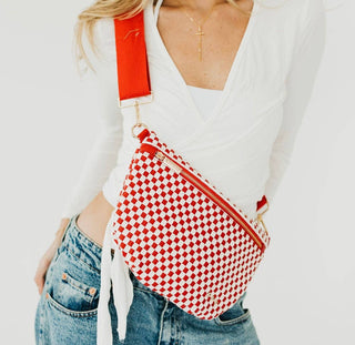 Perry Woven Bum Bag - Red Checker