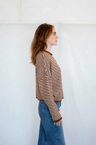 The Perfect Piper Cardigan - Brown Striped
