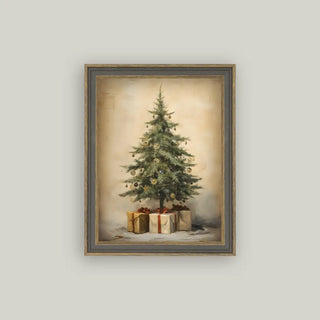 Christmas Tree With Presents Framed Wall Art
