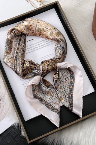 Cream Paisley Silk Square Scarf