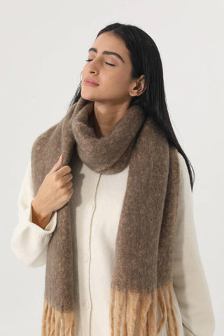 Oversized Cozy Tassel Scarf - Brown