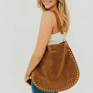 Jovi Rivet Hobo Bag - Brown