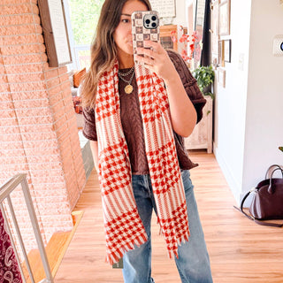 Rust Houndstooth Scarf