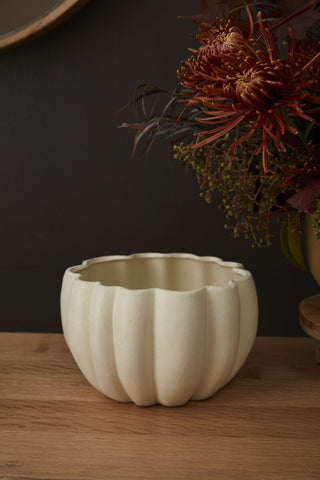 Speckled Cream Pumpkin Pot