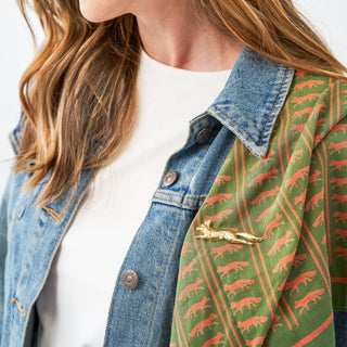Oversized Olive Fox Print Scarf